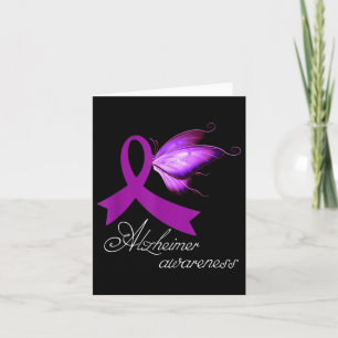 Heimer Awareness Purple Ribbon And Butterfly Card