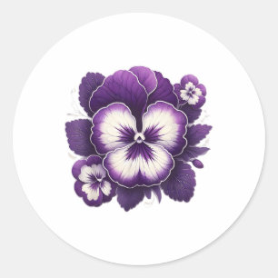 Heimer Purple Floral Pansy Dementia Heimers Awaren Classic Round Sticker