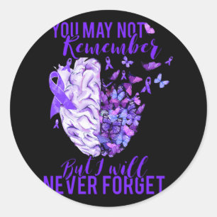 Heimerheimer Awareness Brain Purple Ribbon You May Classic Round Sticker
