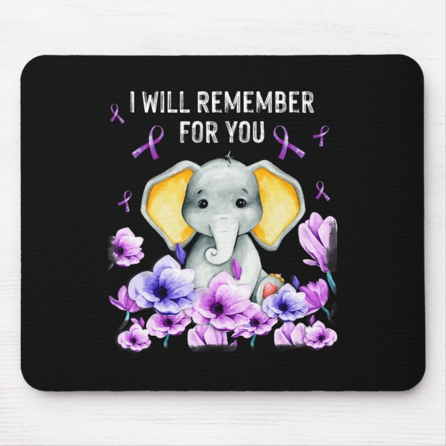 Heimerheimer Awareness Cute Elephant I Will Rememb Mouse Mat (Front)