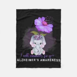 Heimerheimer Awareness Cute Elephant I'll Remember Fleece Blanket