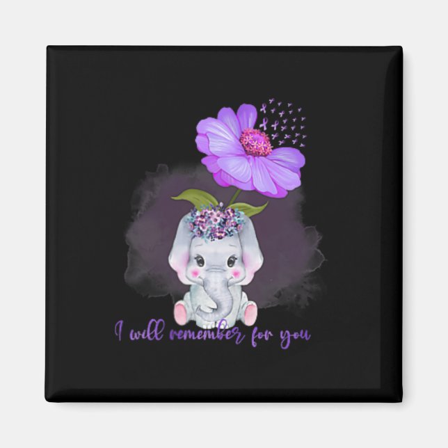 Heimerheimer Awareness Cute Elephant I'll Remember Magnet (Front)