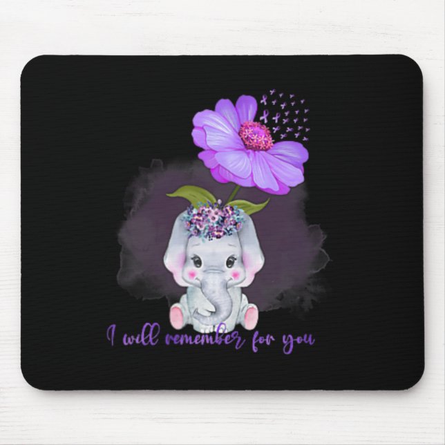 Heimerheimer Awareness Cute Elephant I'll Remember Mouse Mat (Front)