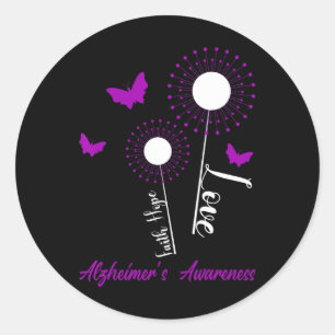 Heimerheimer Awareness Faith Hope Love Dandelion B Classic Round Sticker