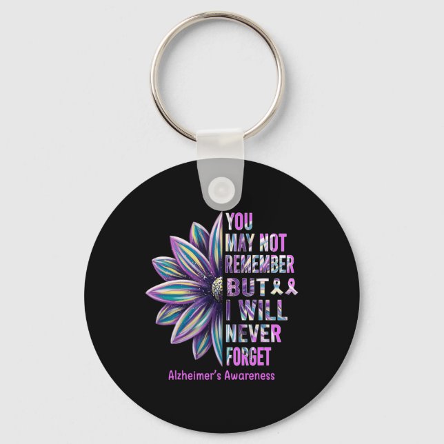 Heimerheimer Awareness Flower Remember Never Forge Key Ring (Front)