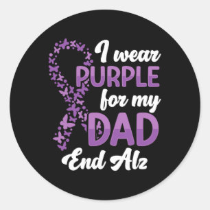 Heimerheimer Awareness I Wear Purple For My Dad En Classic Round Sticker