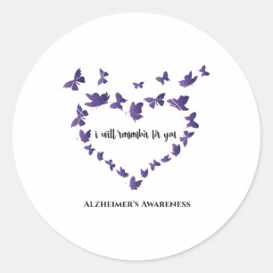 Heimerheimer Awareness I Will Remember For You Cut Classic Round Sticker