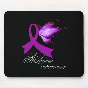 Heimerheimer Awareness Purple Ribbon And Butterfly Mouse Mat