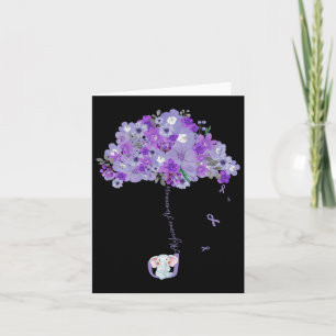 Heimerheimer Awareness Purple Ribbon Elephant Flor Card