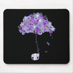 Heimerheimer Awareness Purple Ribbon Elephant Flor Mouse Mat