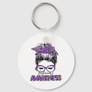 Heimerheimer Awareness Strong Purple Ribbon Women  Key Ring