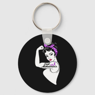Heimerheimer Awareness Strong Purple Ribbon Women Key Ring