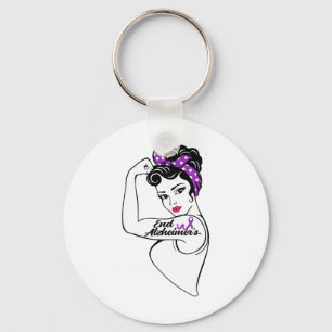Heimerheimer Awareness Strong Purple Ribbon Women Key Ring