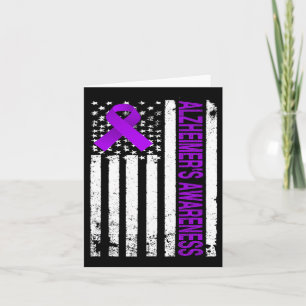 Heimerheimer Awareness - Usa Flag Purple Ribbon Card