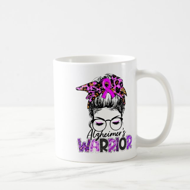 Heimerheimer Awareness Warrior Messy Bun Leopard B Coffee Mug (Right)