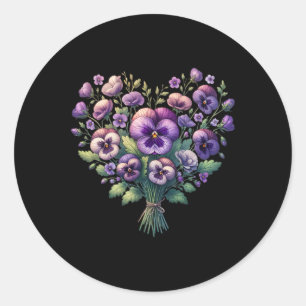Heimerheimer Purple Floral Pansy Dementia Heimerhe Classic Round Sticker