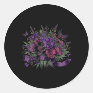 Heimerheimer Purple Floral Pansy Dementia Heimerhe Classic Round Sticker