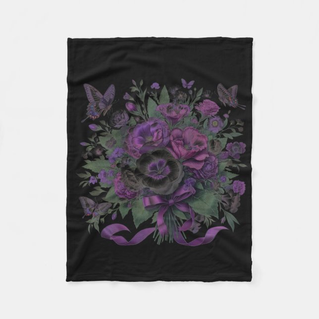 Heimerheimer Purple Floral Pansy Dementia Heimerhe Fleece Blanket (Front)