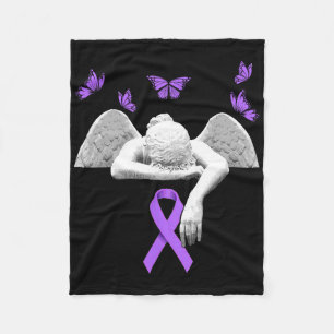 Heimerheimer's Awareness Angel Purple Ribbon Butte Fleece Blanket