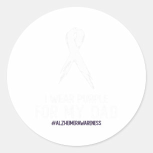 Heimerheimer's Awareness I Wear Purple For My Dad Classic Round Sticker