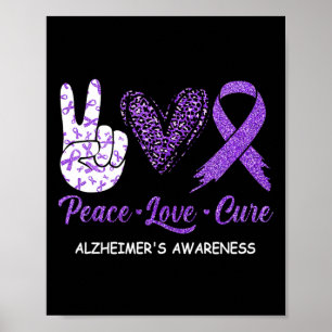 Heimerheimer's Awareness Peace Love Cure Leopard  Poster