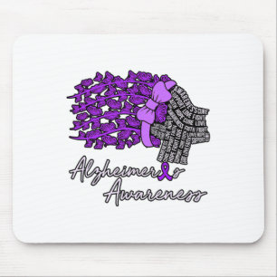 Heimerheimer's Awareness Purple Flowers Ribbon Mon Mouse Mat