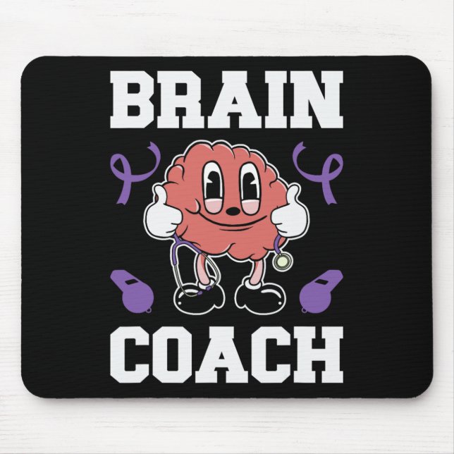 Heimerheimer's Awareness Ribbon Purple Brain Coach Mouse Mat (Front)
