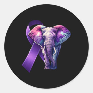 Heimerheimer's Awareness Support Purple Cute Eleph Classic Round Sticker