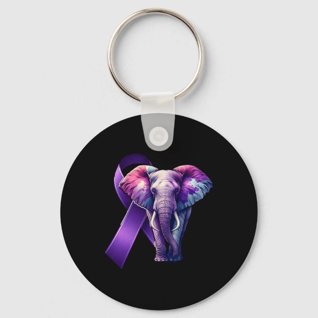 Heimerheimer's Awareness Support Purple Cute Eleph Key Ring (Front)