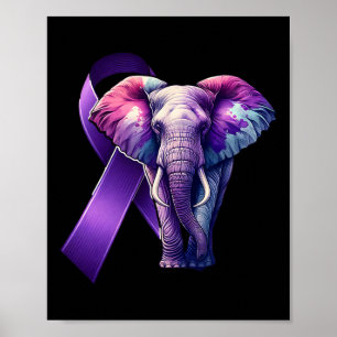 Heimerheimer's Awareness Support Purple Cute Eleph Poster