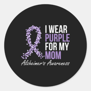 Heimers Awareness Dementia Mum I Wear Purple Ribbo Classic Round Sticker
