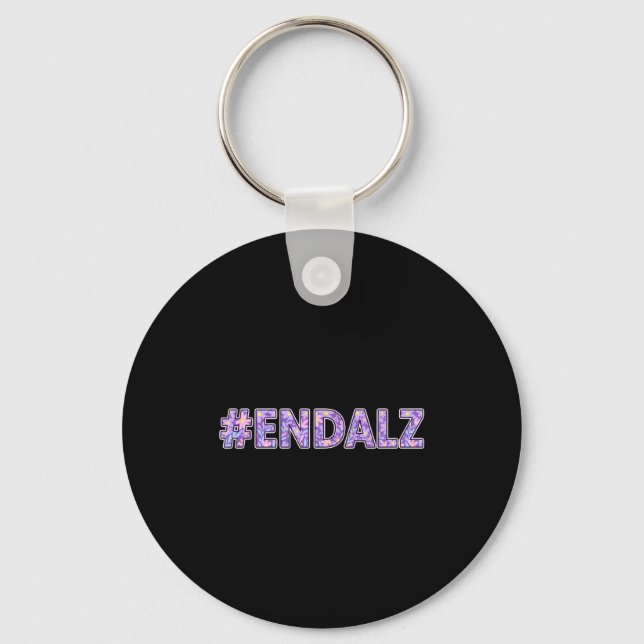 Heimer's Awareness - #end Floral Statement  Key Ring (Front)