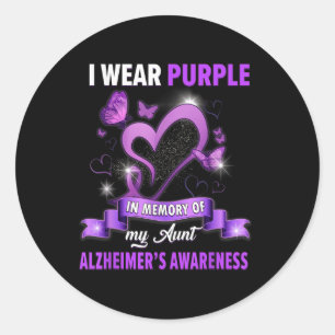 Heimers Awareness I Wear Purple In Memory Of My Au Classic Round Sticker