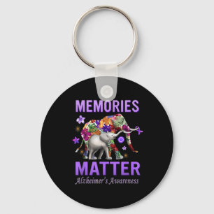 Heimers Awareness Memories Purple Elephant Womens Key Ring