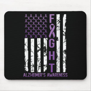 Heimers Awareness Month Day Usa Flag Ribbon Purple Mouse Mat