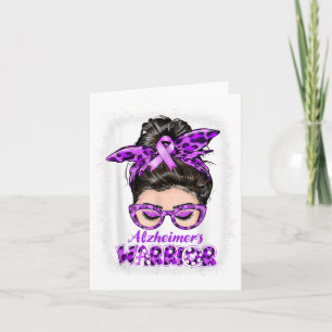 Heimers Awareness Purple Heimers Warrior Messy Bun Card
