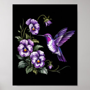 Heimers Awareness Purple Hummingbird And Flowers Poster
