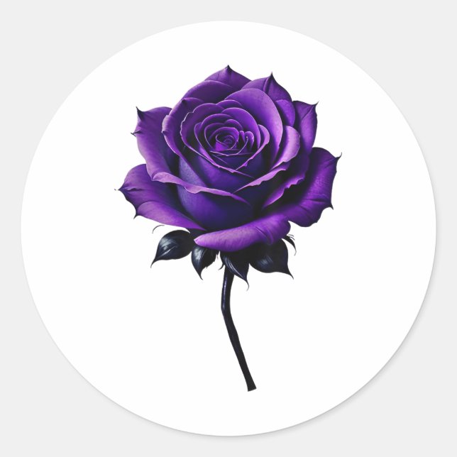 Heimers Awareness Purple Rose _1  Classic Round Sticker (Front)
