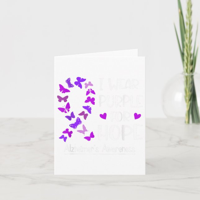 Heimers Awareness Ribbon Butterfly Purple For Hope Card (Front)