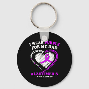 Heimers Awareness Shirt - I Wear Purple For My Dad Key Ring
