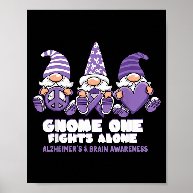 Heimers Brain Awareness Gnome Man Fights Alone Poster (Front)