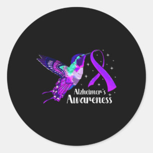 Heimers Disease Ad Hummingbird Purple Awareness Ri Classic Round Sticker