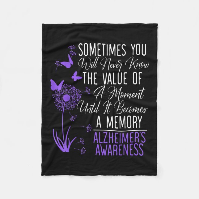 Heimers Disease Awareness Dementia I Wear Purple  Fleece Blanket (Front)