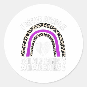 Heimers I Wear Purple For Heimers Awareness Rainbo Classic Round Sticker