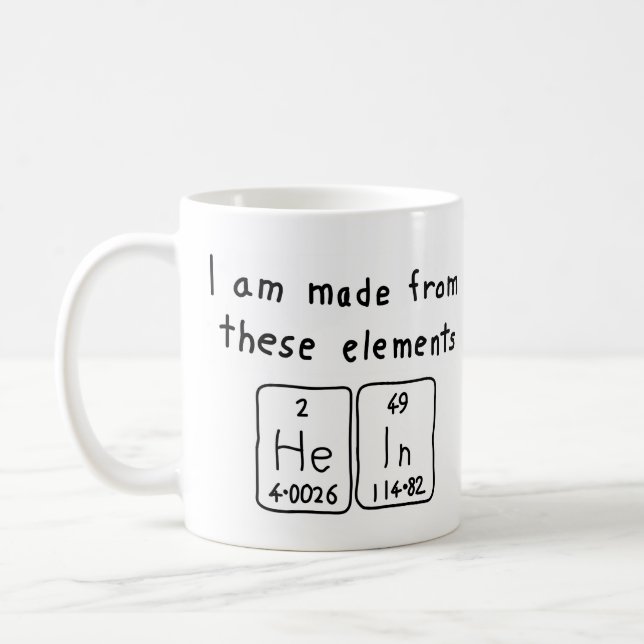 Hein periodic table name mug (Left)