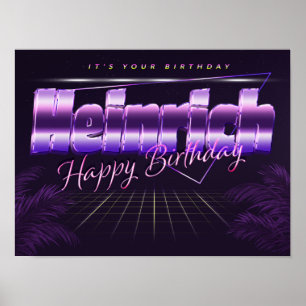 Heinrich Name Vorname lila retro Poster Geburtstag