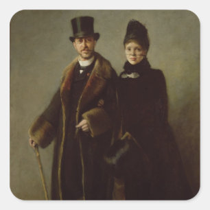 Heinrich Schliemann  and his Wife Square Sticker