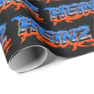Heinz First Name Graffiti blue orange Wrapping Paper