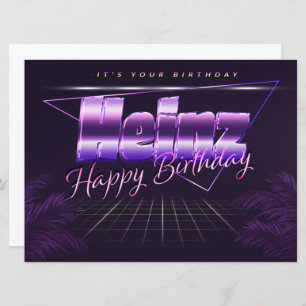Heinz Name First name lila retro Map Birthday Card
