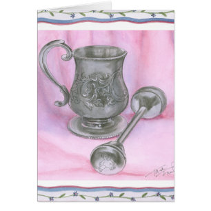 Heirloom Cup & Rattle on Purple Background